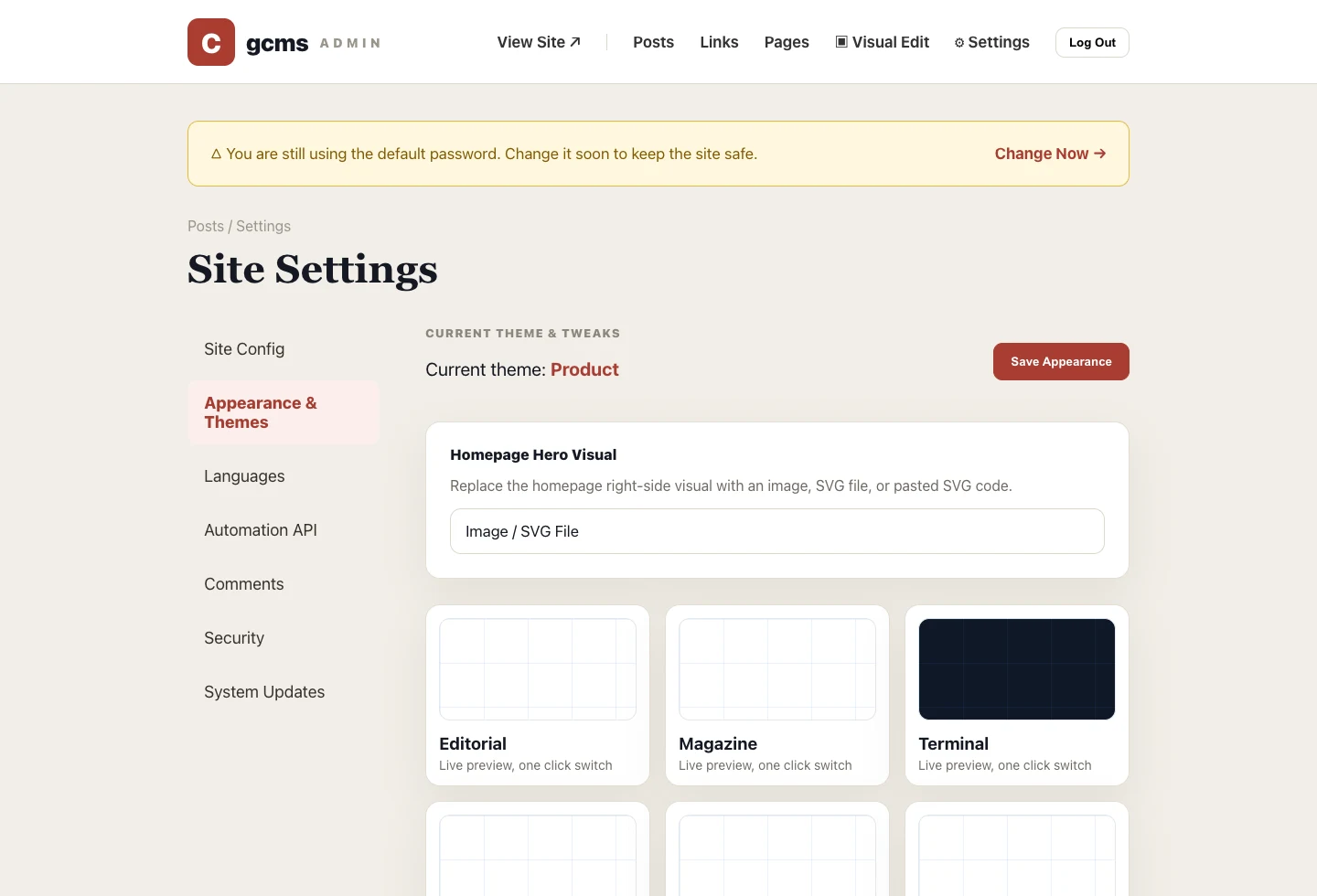How to Change the Site Theme